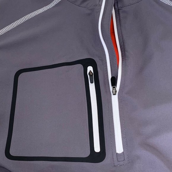 FootJoy Mens L 1/2 Zip Chest Pocket Golf Pullover Gray Red Long Sleeve mint - Picture 4 of 9